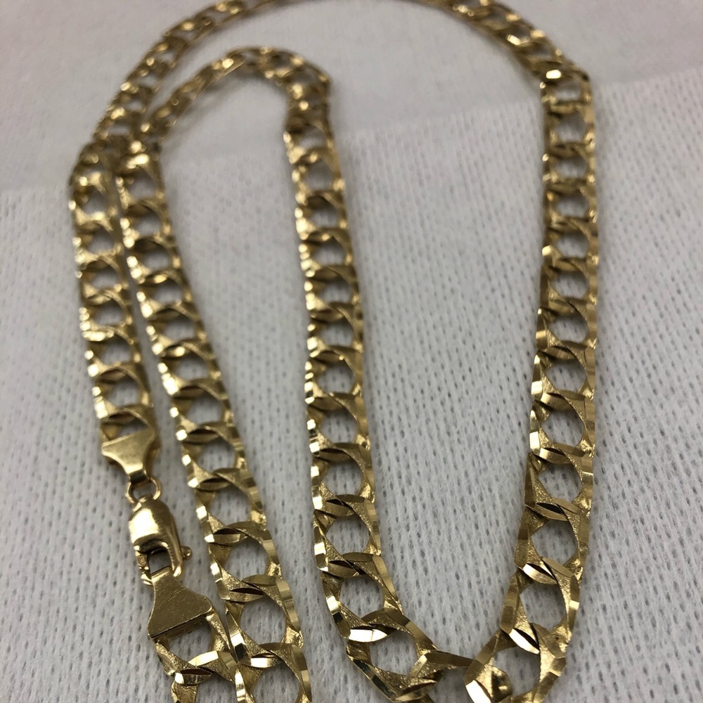 Double sided diamond cut Cuban chain 10k gold 26 inch long 8mm wide